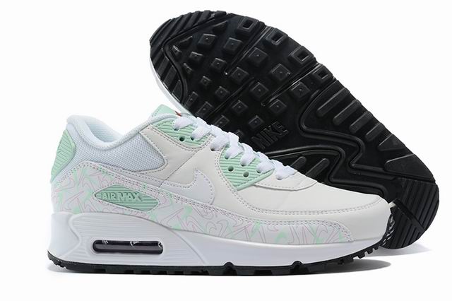 Nike Air Max 90 Women's Shoes White Light Green-21 - Click Image to Close